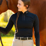 Equishow Black Longsleeve Crystal Shirt - EquiShow - Equiluxe Tack