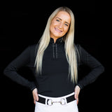 Equishow Black Longsleeve Crystal Shirt - EquiShow - Equiluxe Tack