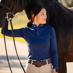 Equishow Navy Long Sleeve Crystal Shirt - EquiShow - Equiluxe Tack