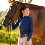 Equishow Navy Long Sleeve Crystal Shirt - EquiShow - Equiluxe Tack