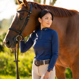 Equishow Navy Long Sleeve Crystal Shirt - EquiShow - Equiluxe Tack