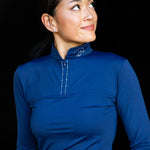 Equishow Navy Long Sleeve Crystal Shirt - EquiShow - Equiluxe Tack