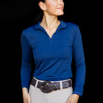 Equishow Navy Long Sleeve Crystal Shirt - EquiShow - Equiluxe Tack