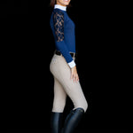 Equishow Navy Long Sleeve Lace Shirt - EquiShow - Equiluxe Tack