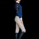 Equishow Navy Long Sleeve Lace Shirt - EquiShow - Equiluxe Tack