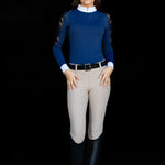 Equishow Navy Long Sleeve Lace Shirt - EquiShow - Equiluxe Tack