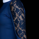 Equishow Navy Long Sleeve Lace Shirt - EquiShow - Equiluxe Tack