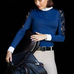 Equishow Navy Long Sleeve Lace Shirt - EquiShow - Equiluxe Tack