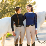 Equishow Navy Long Sleeve Lace Shirt - EquiShow - Equiluxe Tack