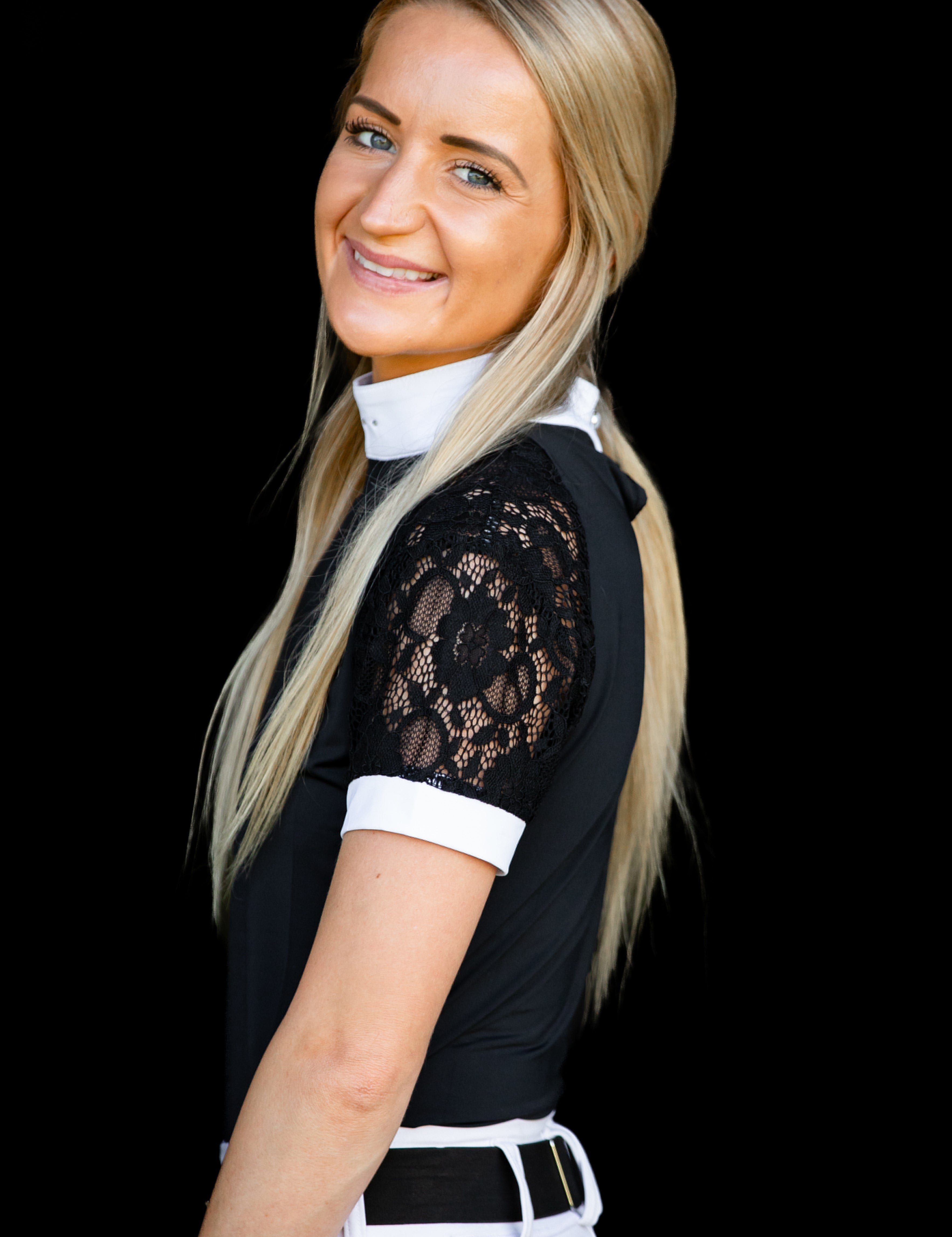 Equishow Short Sleeve Lace shirt - Black - EquiShow - Equiluxe Tack