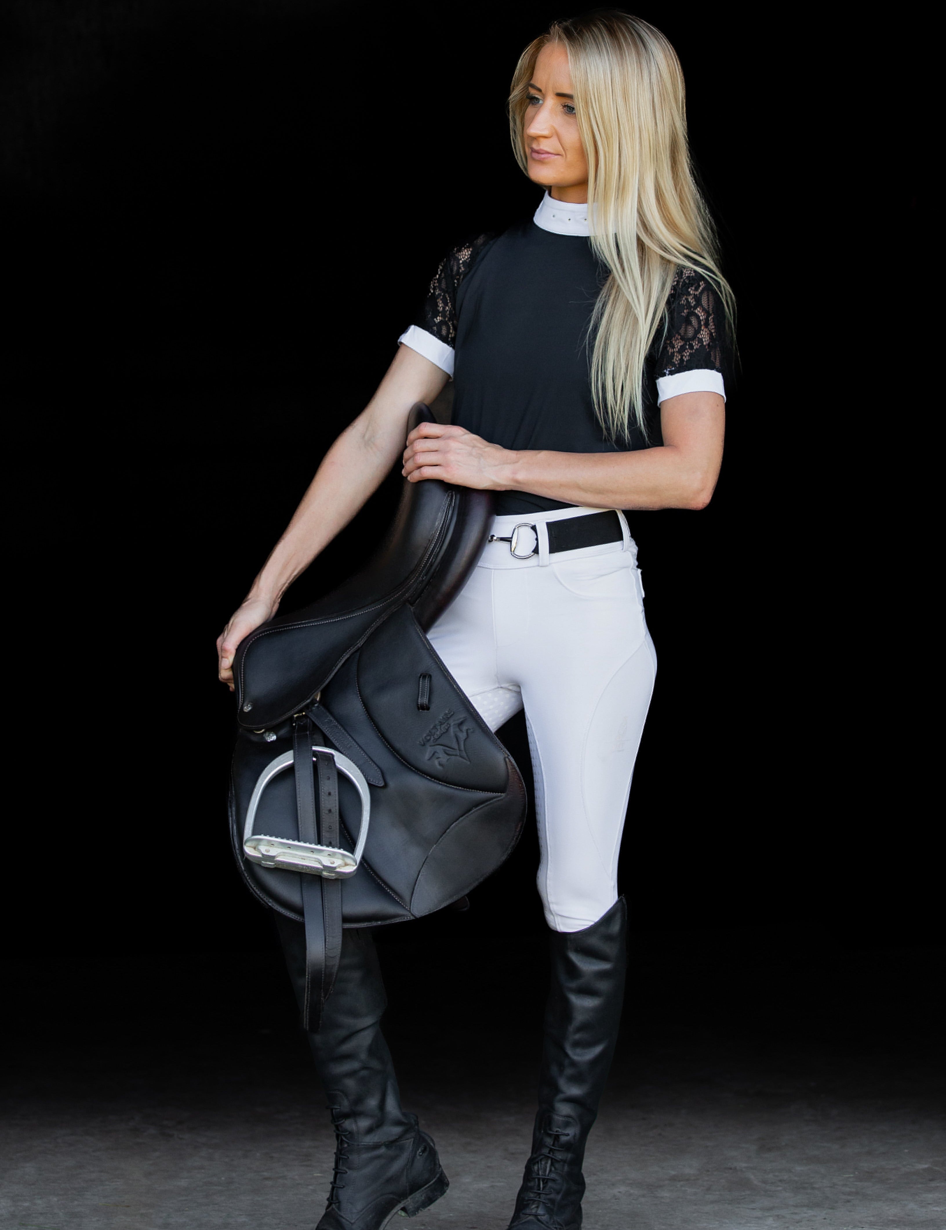 Equishow Short Sleeve Lace shirt - Black - EquiShow - Equiluxe Tack