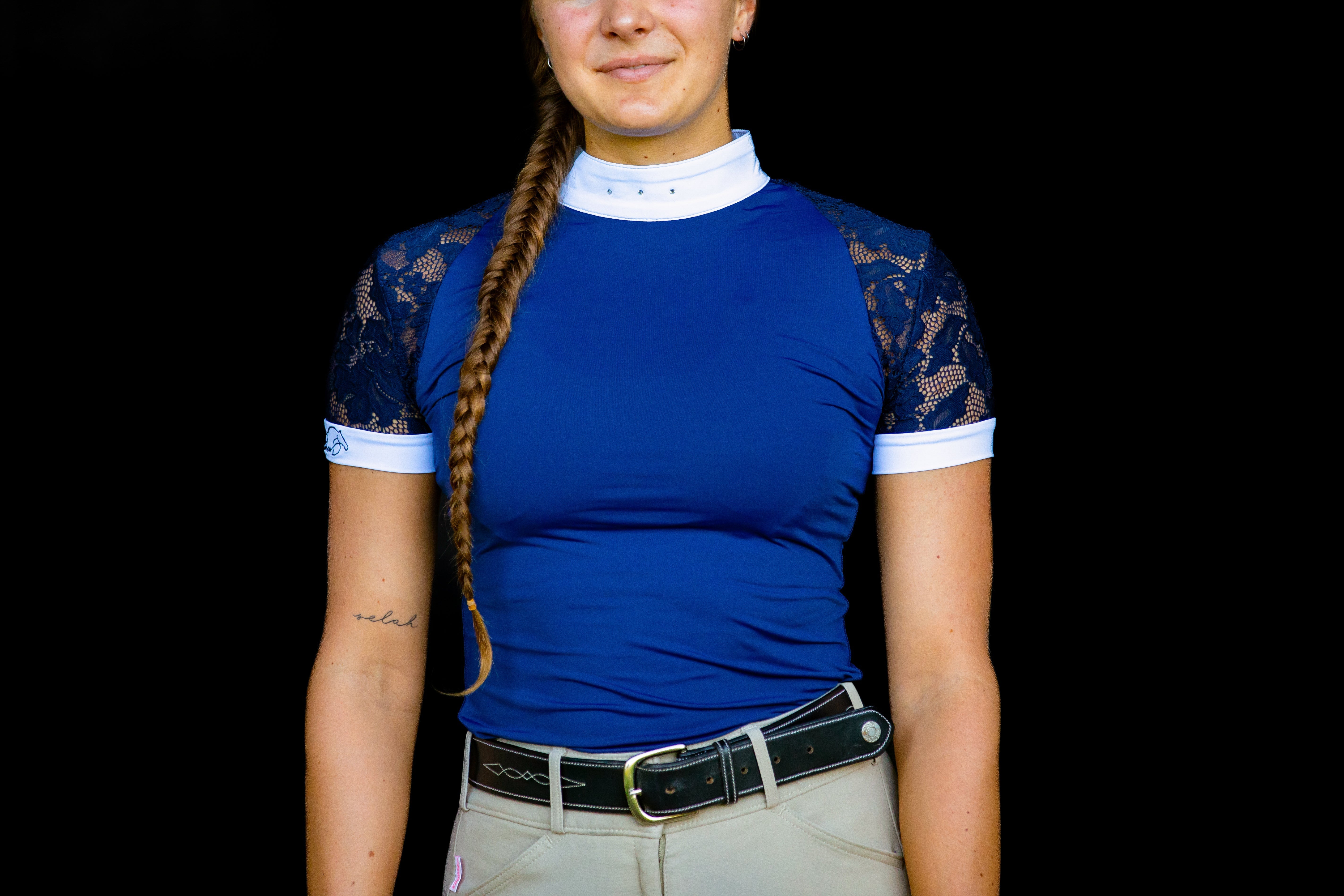 Equishow Short Sleeve Lace shirt - Navy - EquiShow - Equiluxe Tack