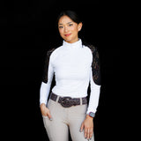 Equishow White/Black Lace Long Sleeve Shirt - EquiShow - Equiluxe Tack