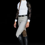 Equishow White/Black Lace Long Sleeve Shirt - EquiShow - Equiluxe Tack