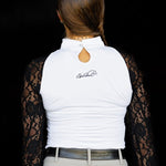 Equishow White/Black Lace Long Sleeve Shirt - EquiShow - Equiluxe Tack