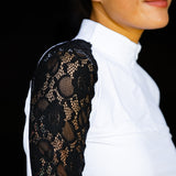 Equishow White/Black Lace Long Sleeve Shirt - EquiShow - Equiluxe Tack