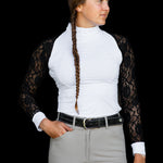 Equishow White/Black Lace Long Sleeve Shirt - EquiShow - Equiluxe Tack