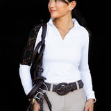 Equishow White/Black Lace Long Sleeve Shirt - EquiShow - Equiluxe Tack