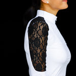 Equishow White/Black Lace Long Sleeve Shirt - EquiShow - Equiluxe Tack