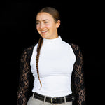 Equishow White/Black Lace Long Sleeve Shirt - EquiShow - Equiluxe Tack