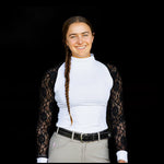 Equishow White/Black Lace Long Sleeve Shirt - EquiShow - Equiluxe Tack