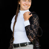 Equishow White/Black Lace Long Sleeve Shirt - EquiShow - Equiluxe Tack