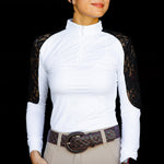 Equishow White/Black Lace Long Sleeve Shirt - EquiShow - Equiluxe Tack