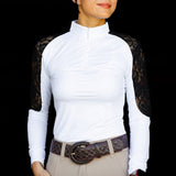 Equishow White/Black Lace Long Sleeve Shirt - EquiShow - Equiluxe Tack