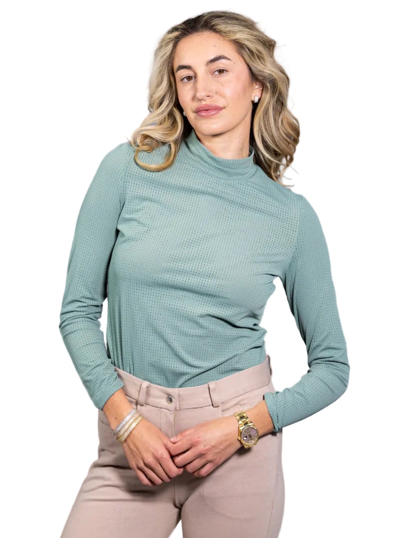 Equisite Alesia Perforated Turtleneck Riding Shirt - Equisite - Equiluxe Tack