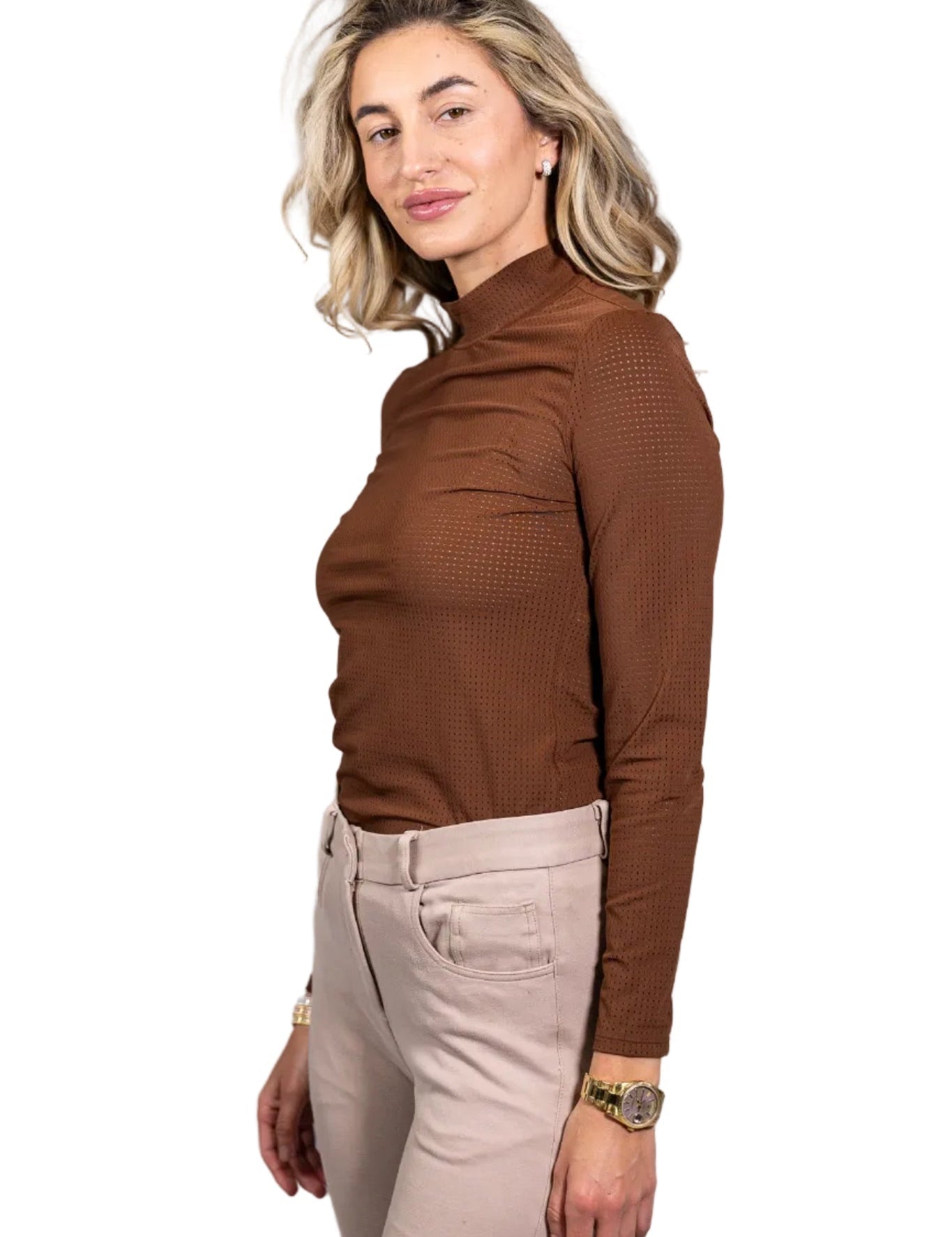 Equisite Alesia Perforated Turtleneck Riding Shirt - Equisite - Equiluxe Tack