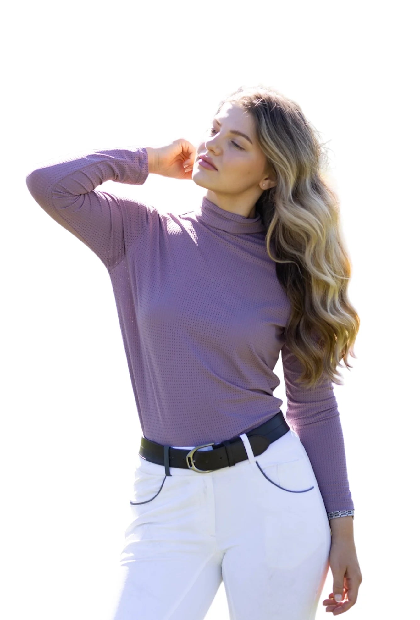 Equisite Alesia Perforated Turtleneck Riding Shirt - Equisite - Equiluxe Tack