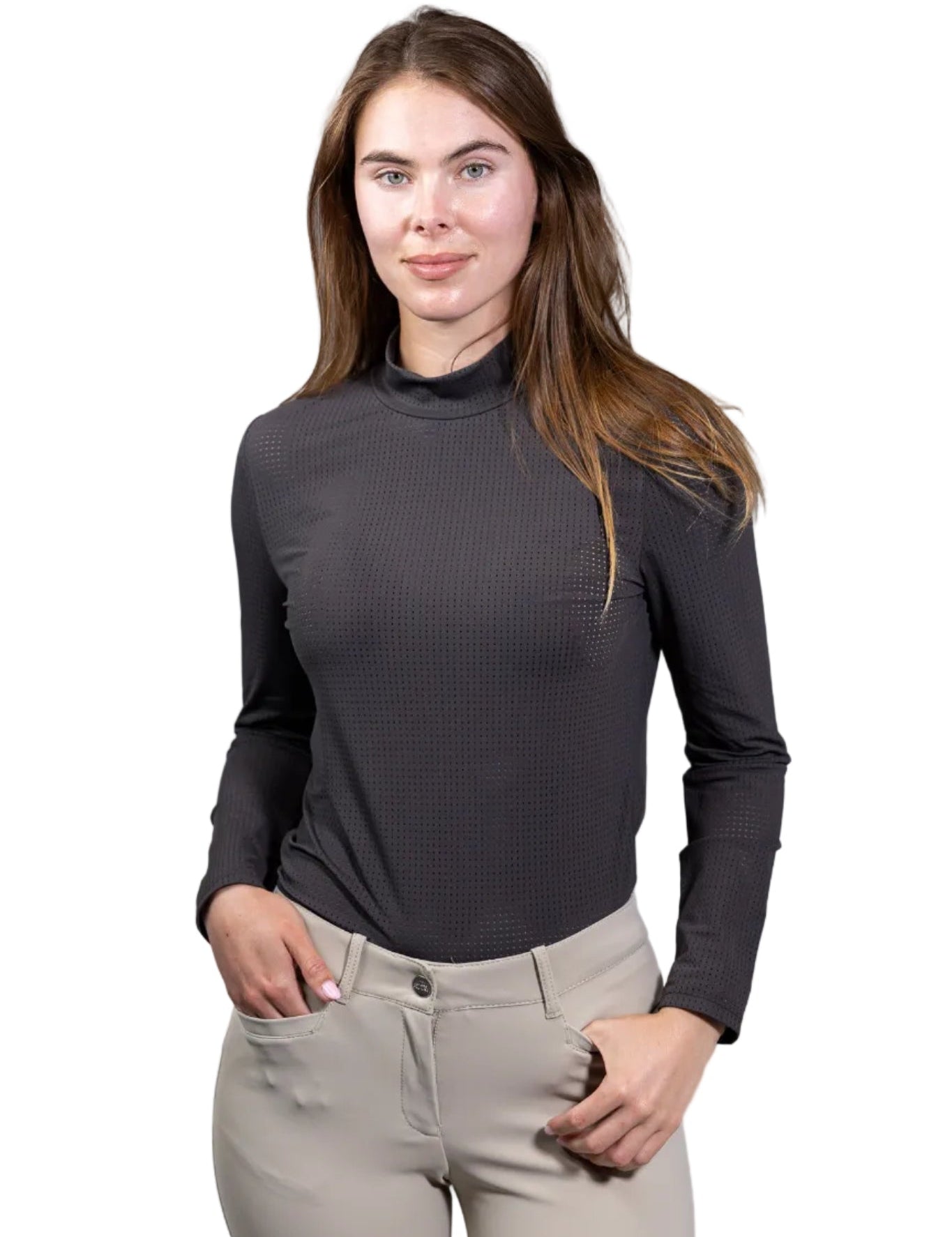 Equisite Alesia Perforated Turtleneck Riding Shirt - Equisite - Equiluxe Tack