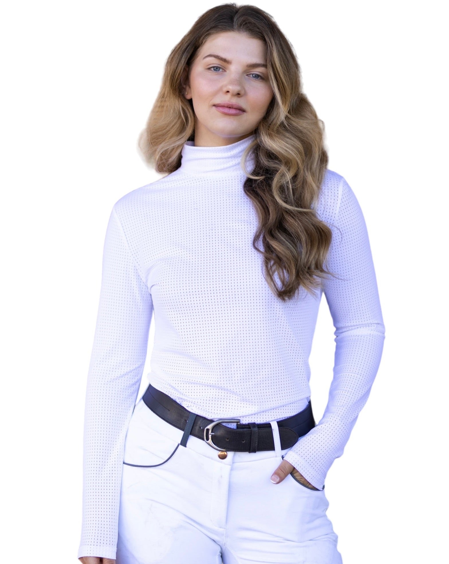 Equisite Alesia Perforated Turtleneck Riding Shirt - Equisite - Equiluxe Tack