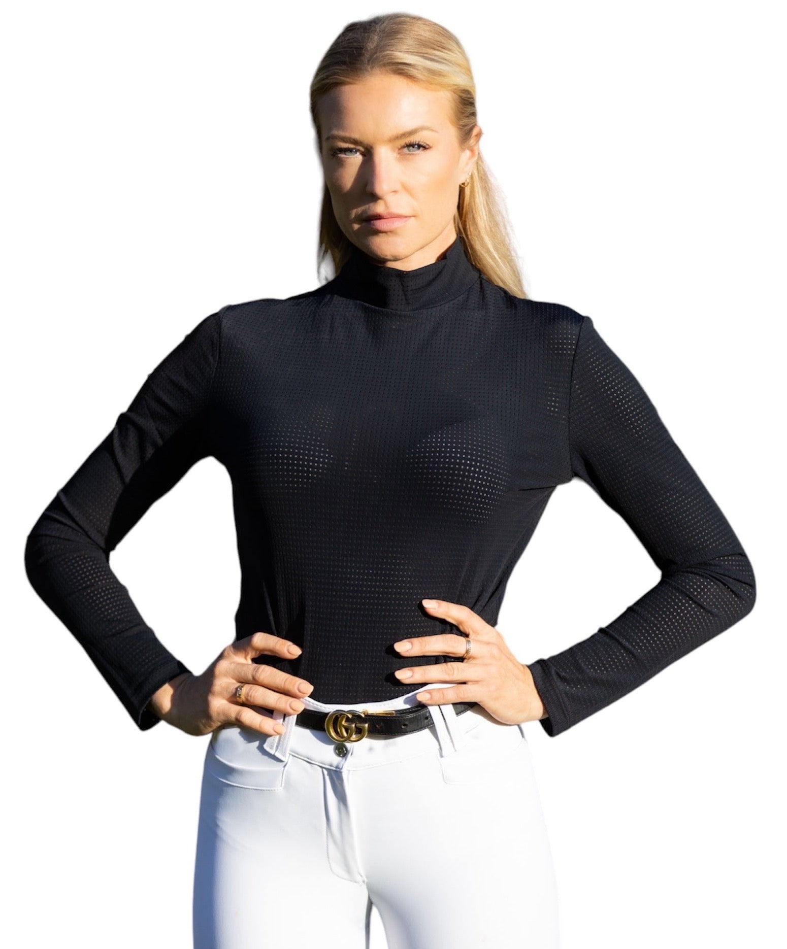 Equisite Alesia Perforated Turtleneck Riding Shirt - Equisite - Equiluxe Tack