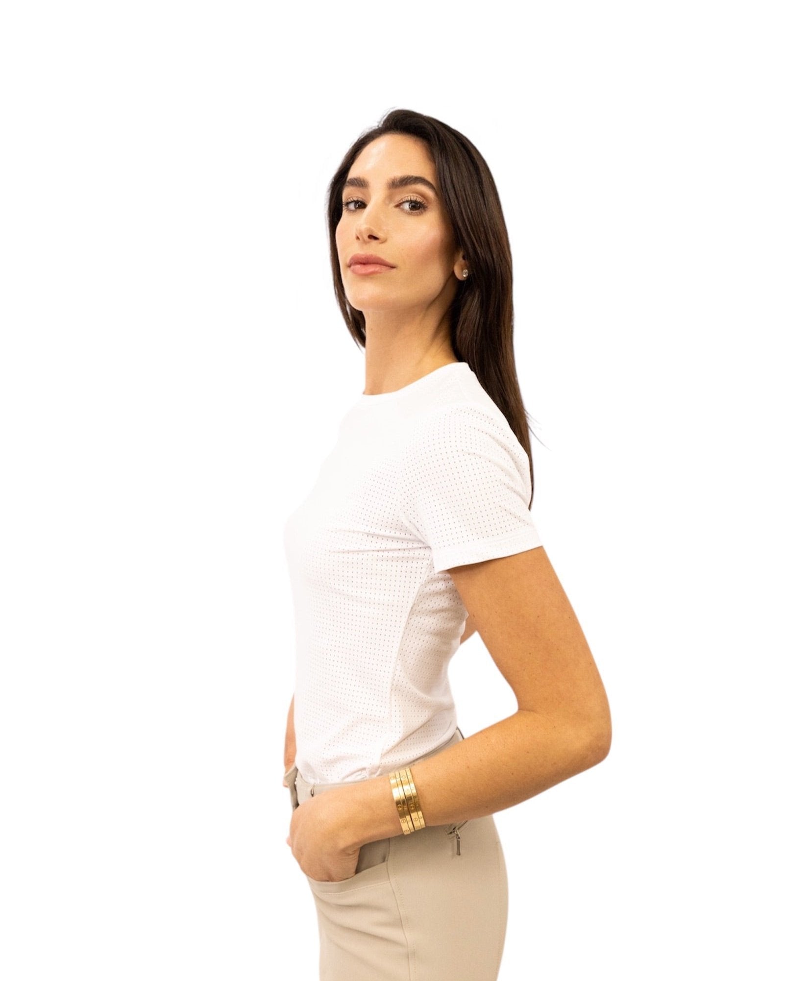 Equisite 'Hallie' Perforated Short Sleeve Shirt - Equisite - Equiluxe Tack