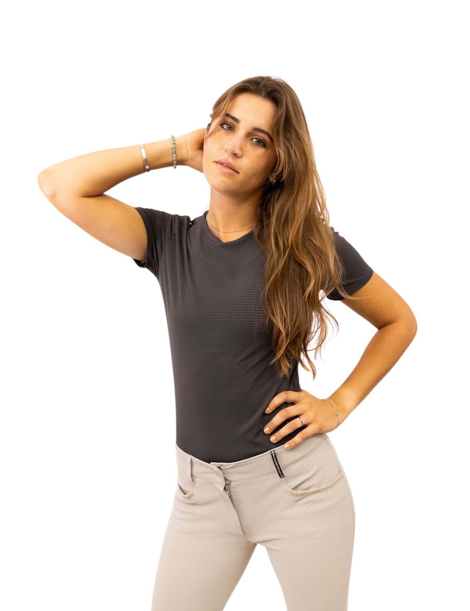 Equisite 'Hallie' Perforated Short Sleeve Shirt - Equisite - Equiluxe Tack