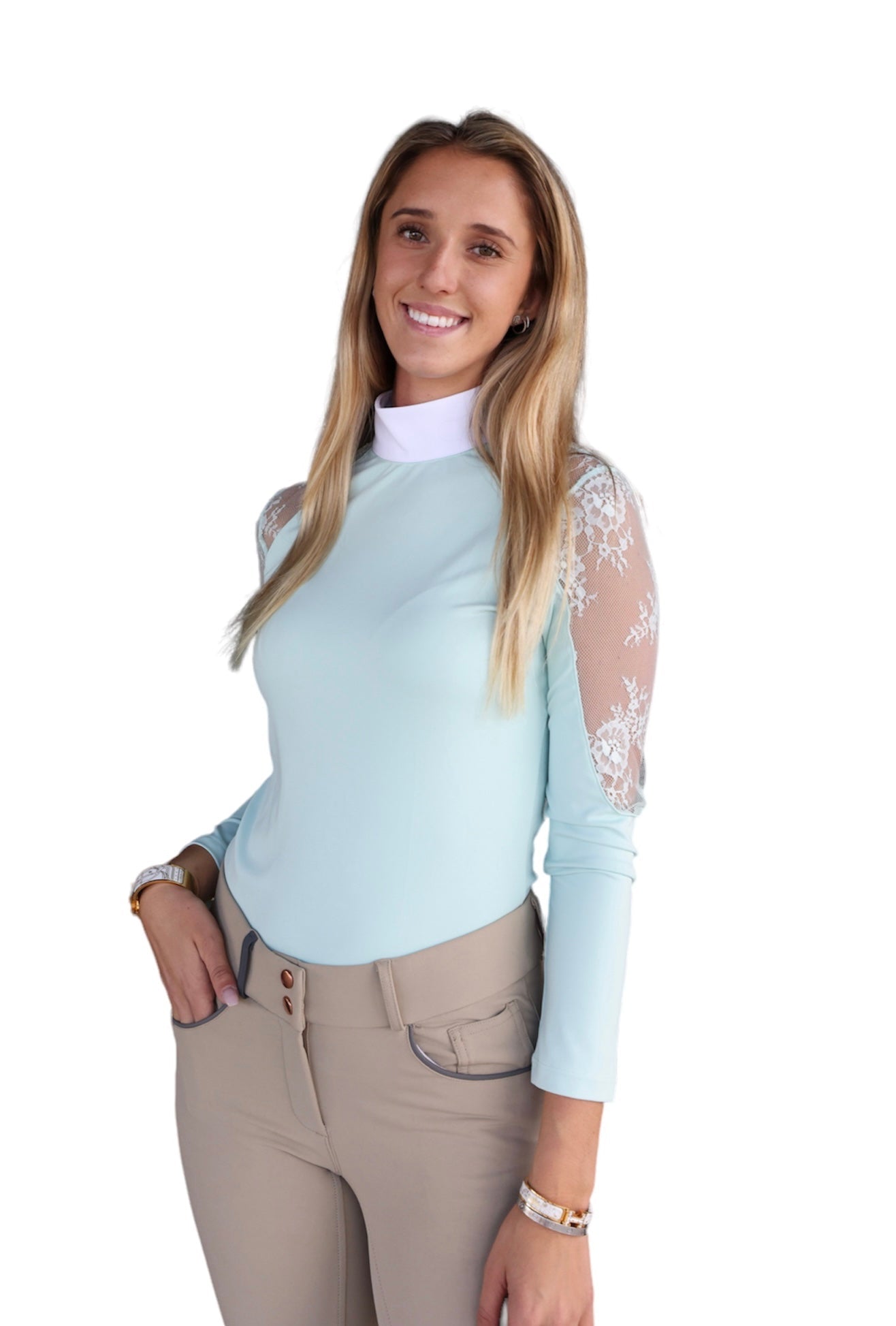 Equisite Lilliana Lace Sleeve Show Shirt - Equisite - Equiluxe Tack