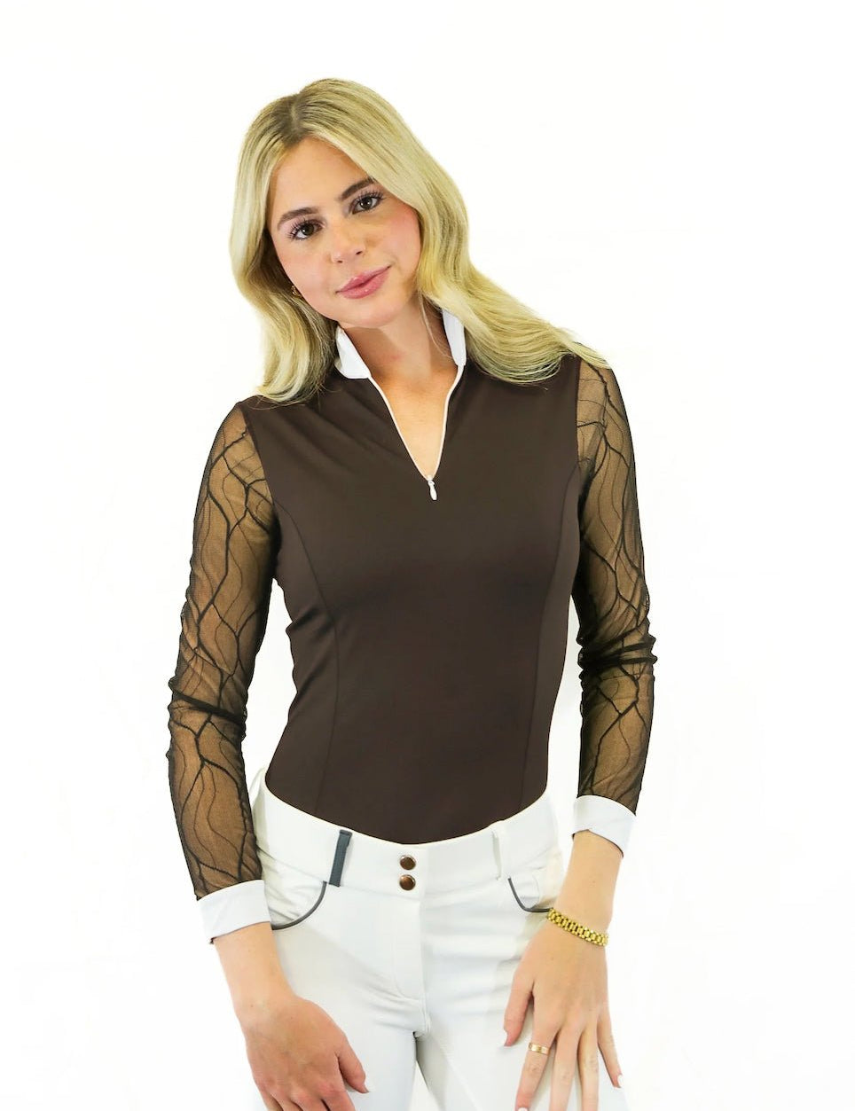 Equisite Ophelia Lace Sleeve Show Shirt - Equisite - Equiluxe Tack