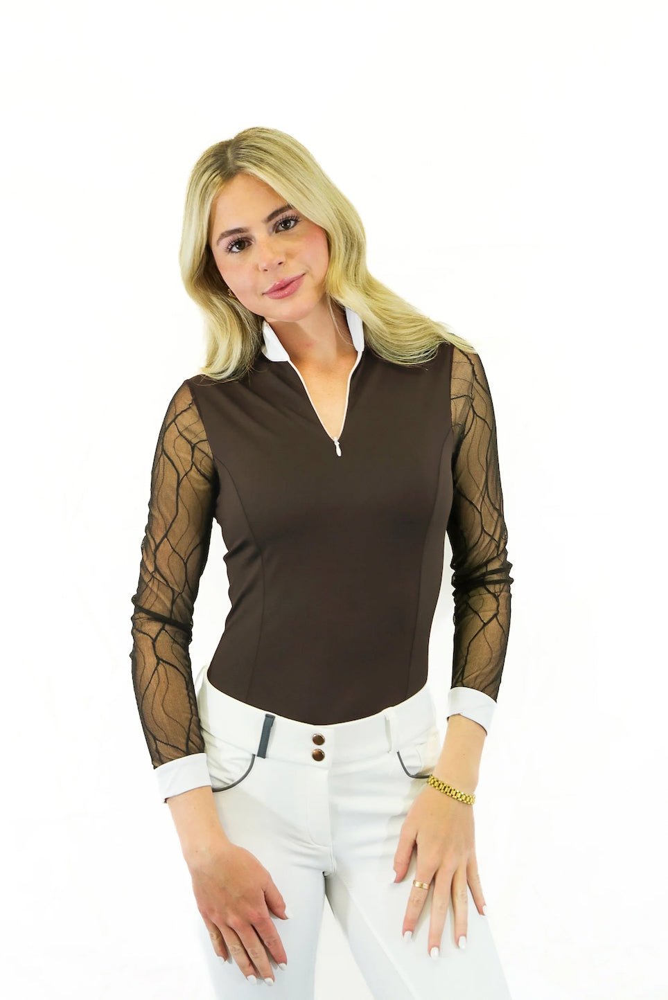 Equisite Ophelia Lace Sleeve Show Shirt - Equisite - Equiluxe Tack