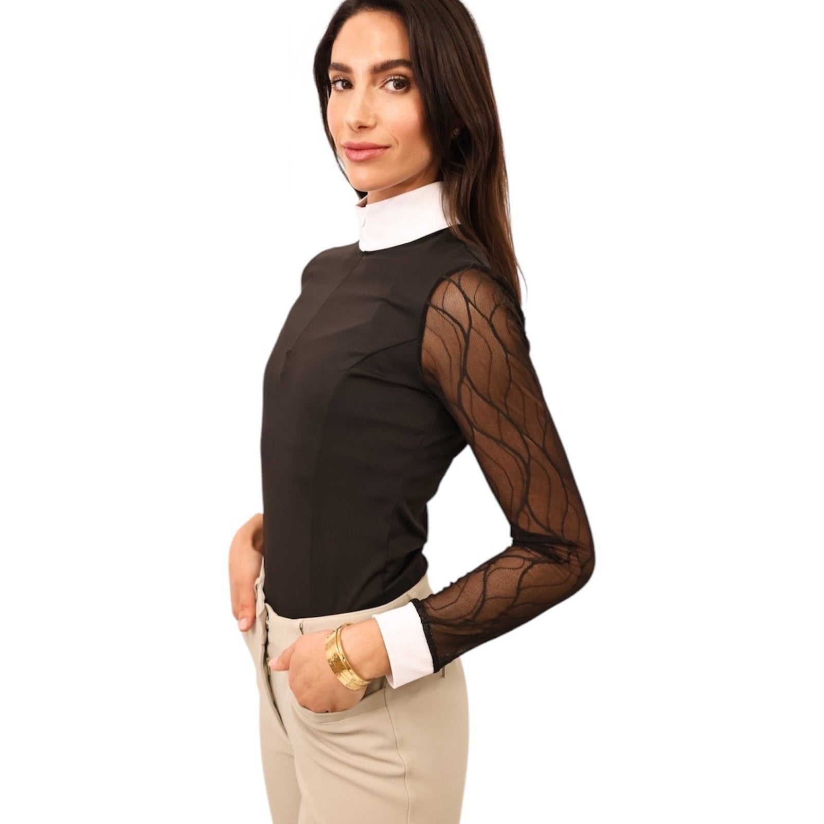 Equisite Ophelia Long Sleeve Lace Show Shirt - Equisite - Equiluxe Tack