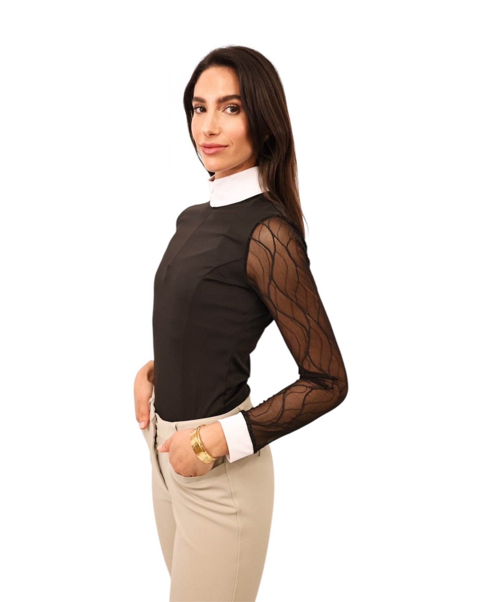 Equisite Ophelia Long Sleeve Lace Show Shirt - Equisite - Equiluxe Tack