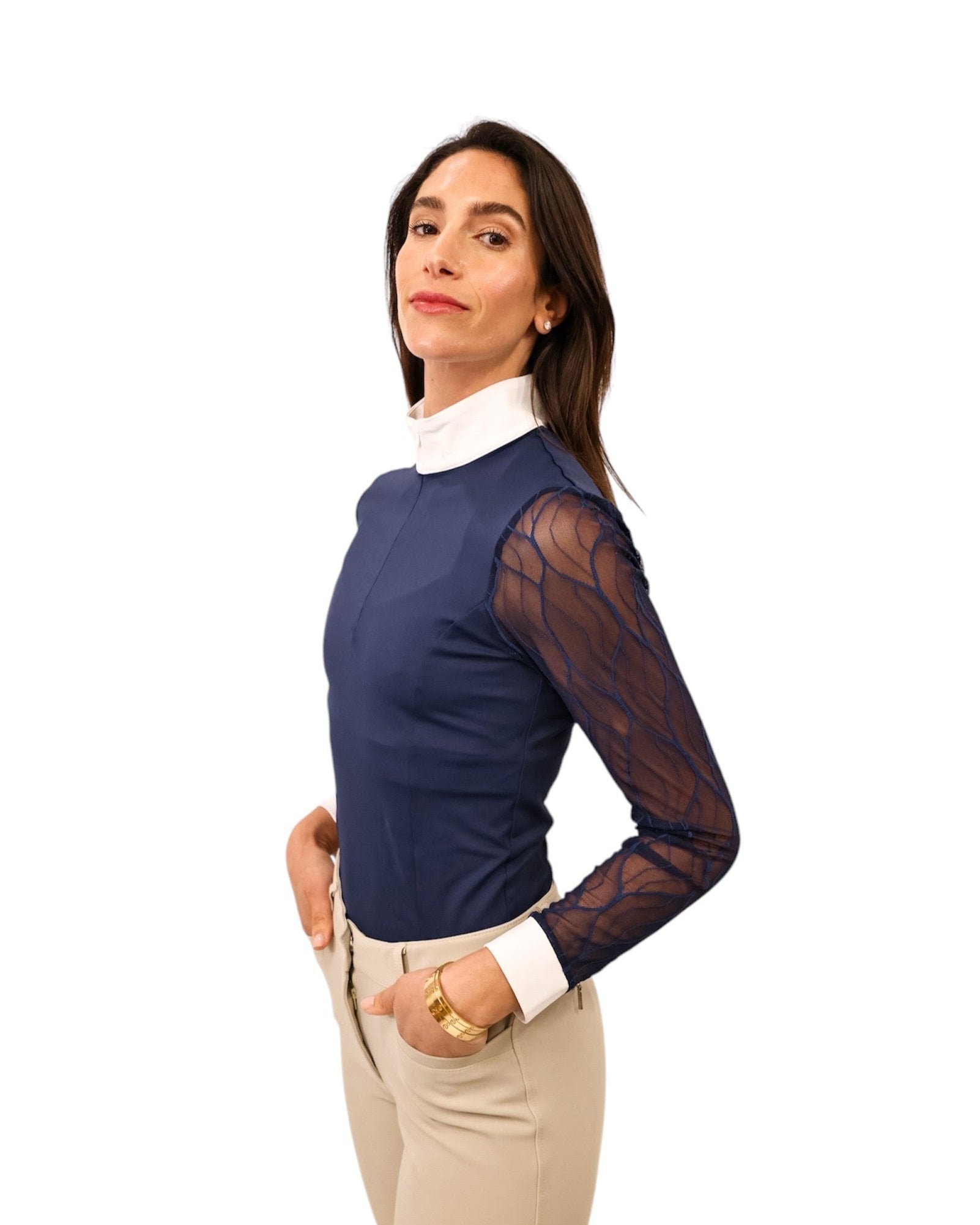 Equisite Ophelia Long Sleeve Lace Show Shirt - Equisite - Equiluxe Tack