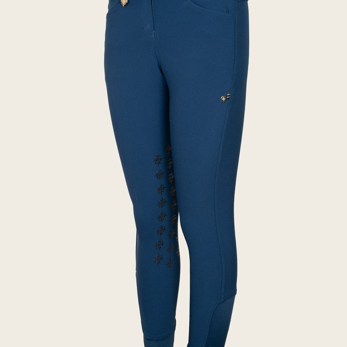 Espoir Coquet Knee Patch Peacock Blue Bamboo Breeches - Espoir Equestrian - Equiluxe Tack