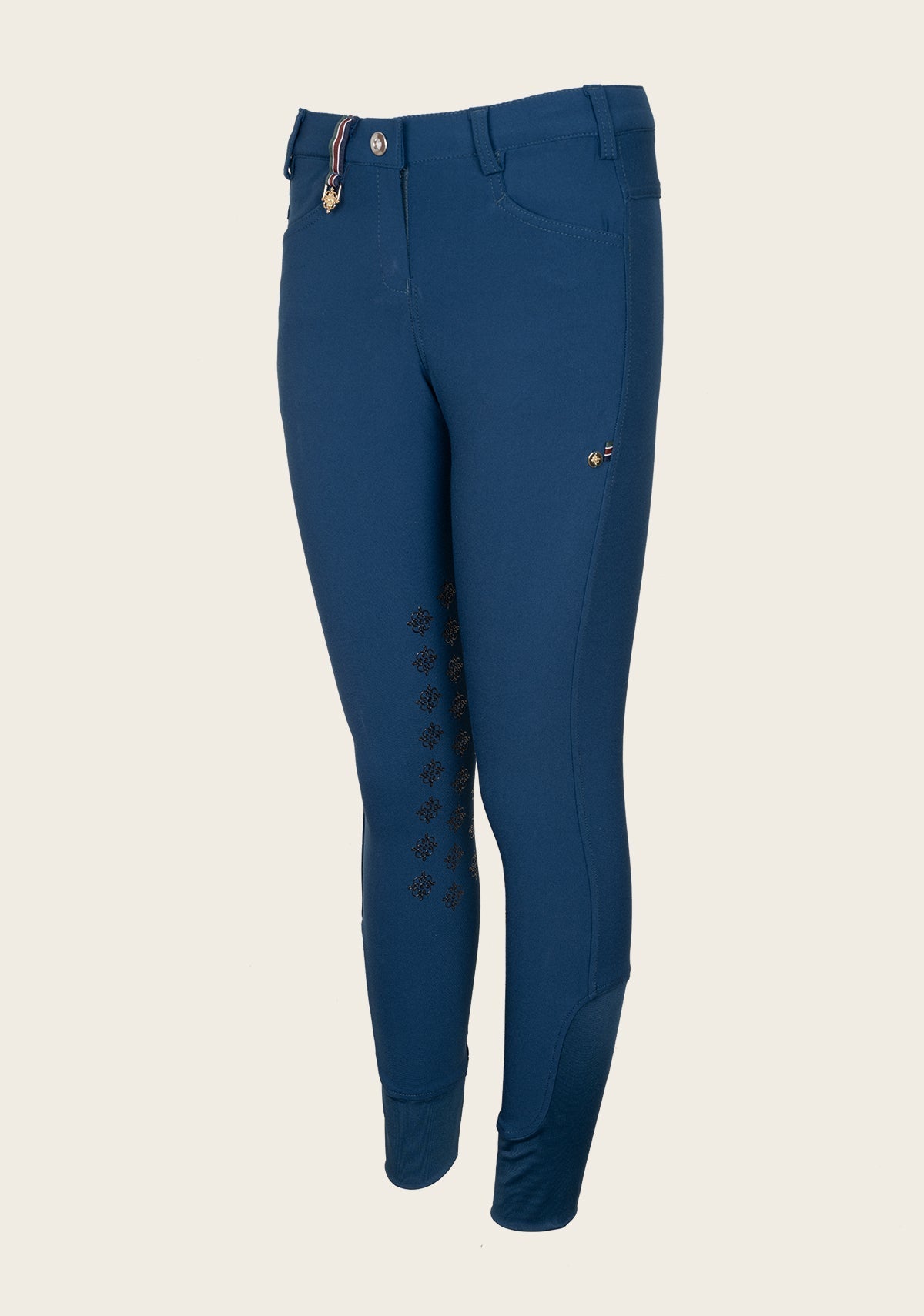 Espoir Coquet Knee Patch Peacock Blue Bamboo Breeches - Espoir Equestrian - Equiluxe Tack