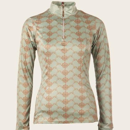 Espoir Mint With Espoir Logo Pattern Quarter Zip Sun Shirt - Espoir Equestrian - Equiluxe Tack