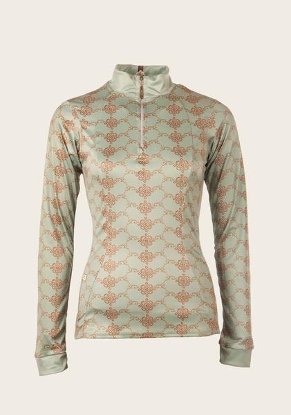 Espoir Mint With Espoir Logo Pattern Quarter Zip Sun Shirt - Espoir Equestrian - Equiluxe Tack