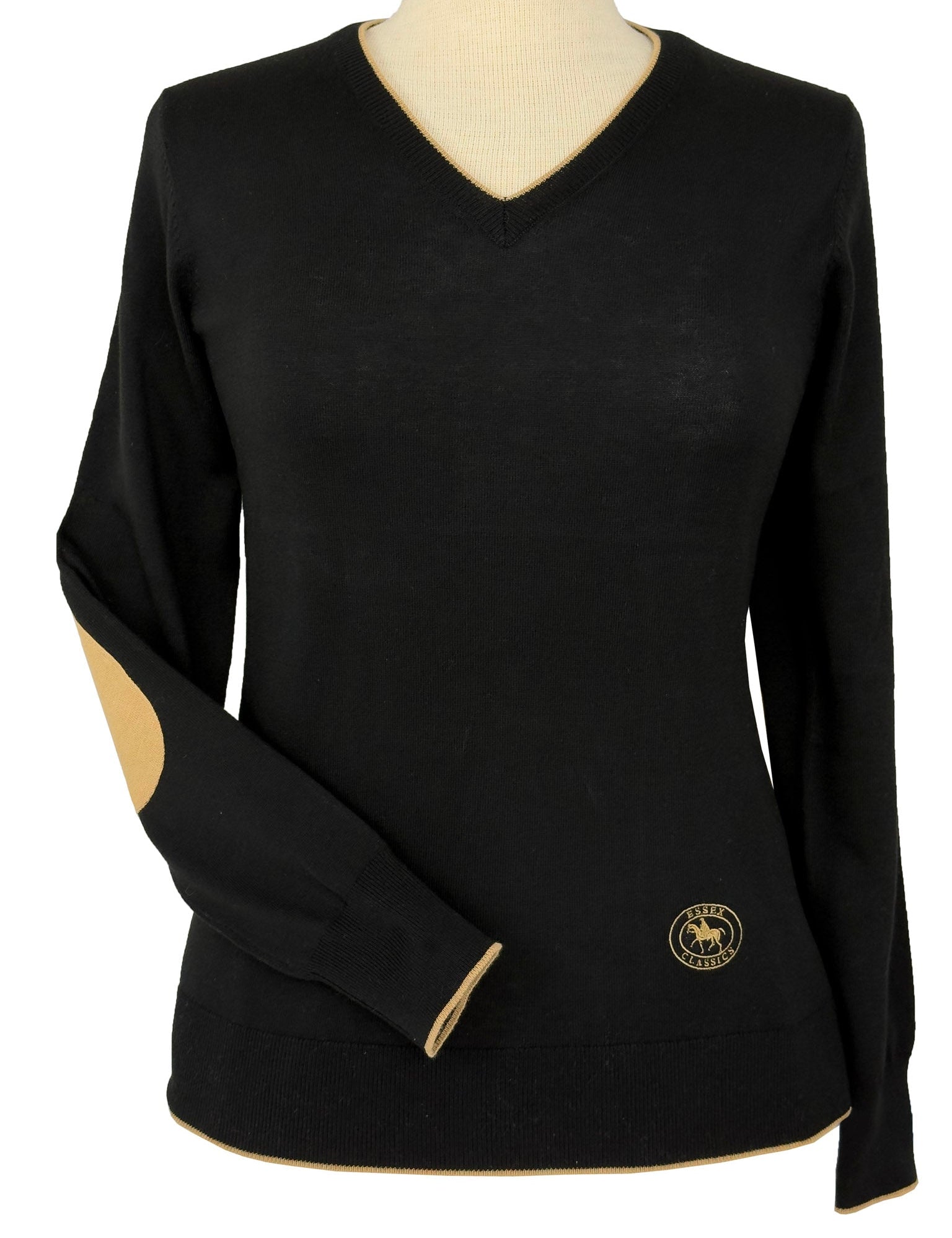 Essex Classics Black with Camel Trey V - Neck Sweater - Essex Classics - Equiluxe Tack
