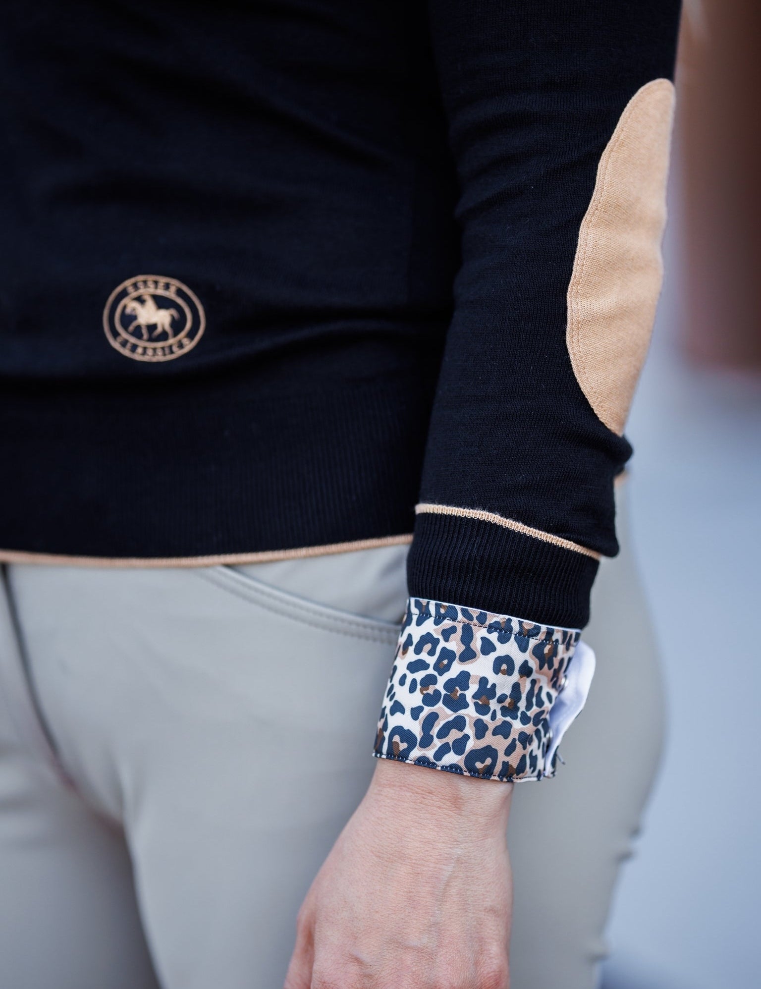 Essex Classics Black with Camel Trey V - Neck Sweater - Essex Classics - Equiluxe Tack