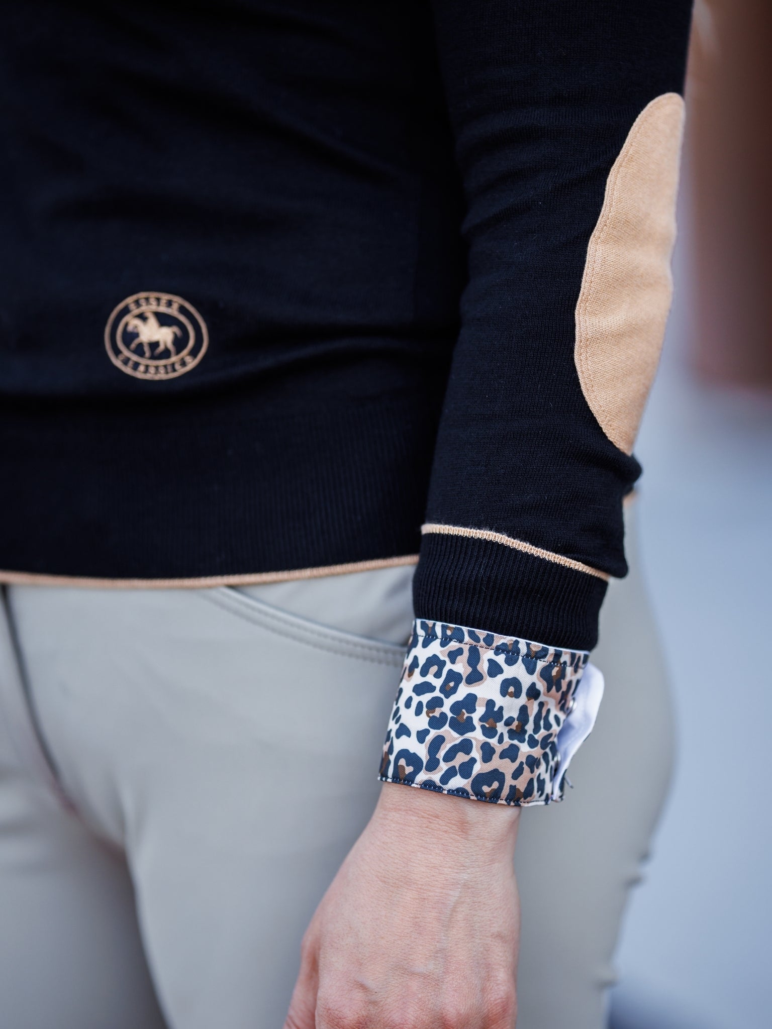 Essex Classics Black with Camel Trey V - Neck Sweater - Essex Classics - Equiluxe Tack