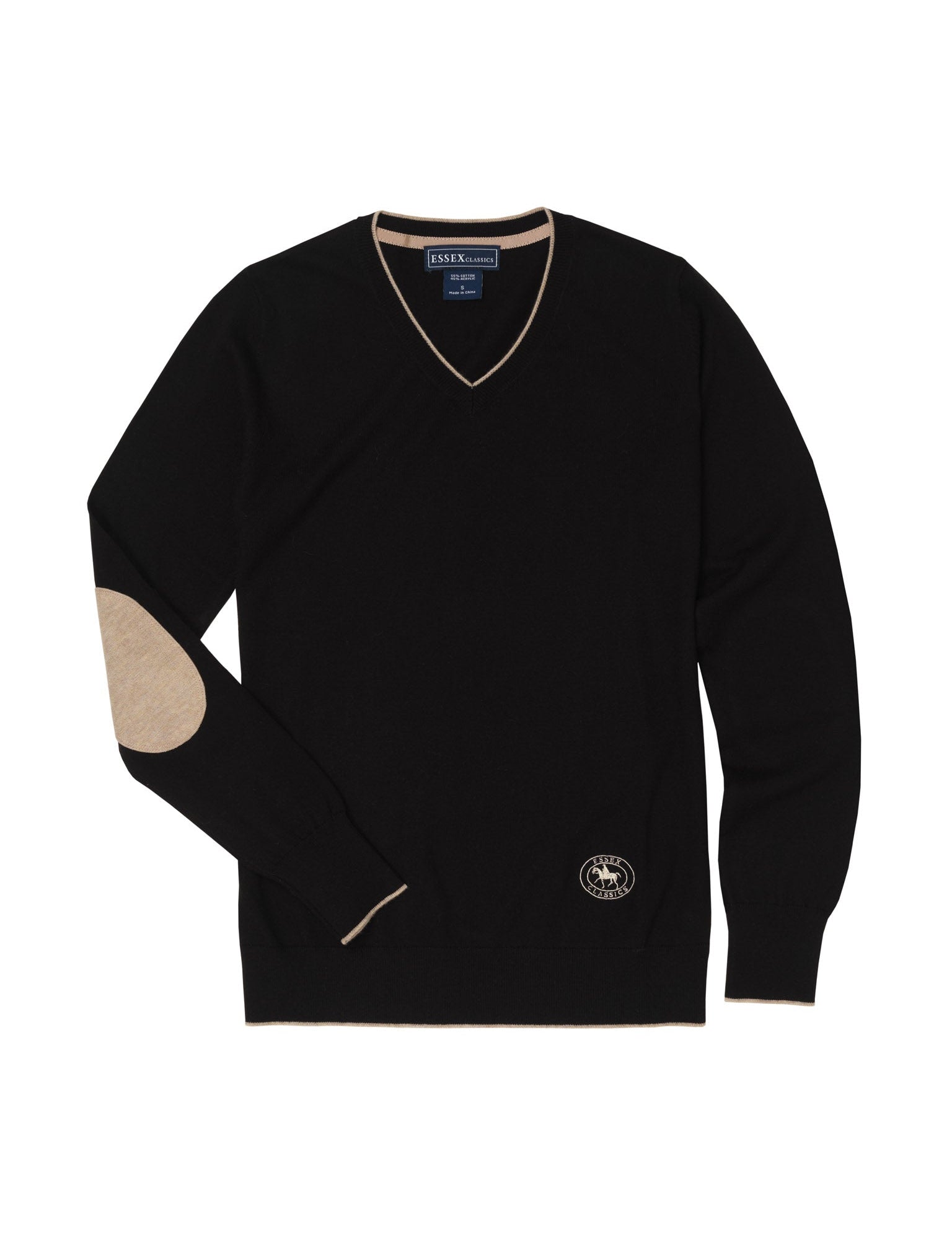 Essex Classics Black with Tan Trey V - Neck Sweater - Essex Classics - Equiluxe Tack